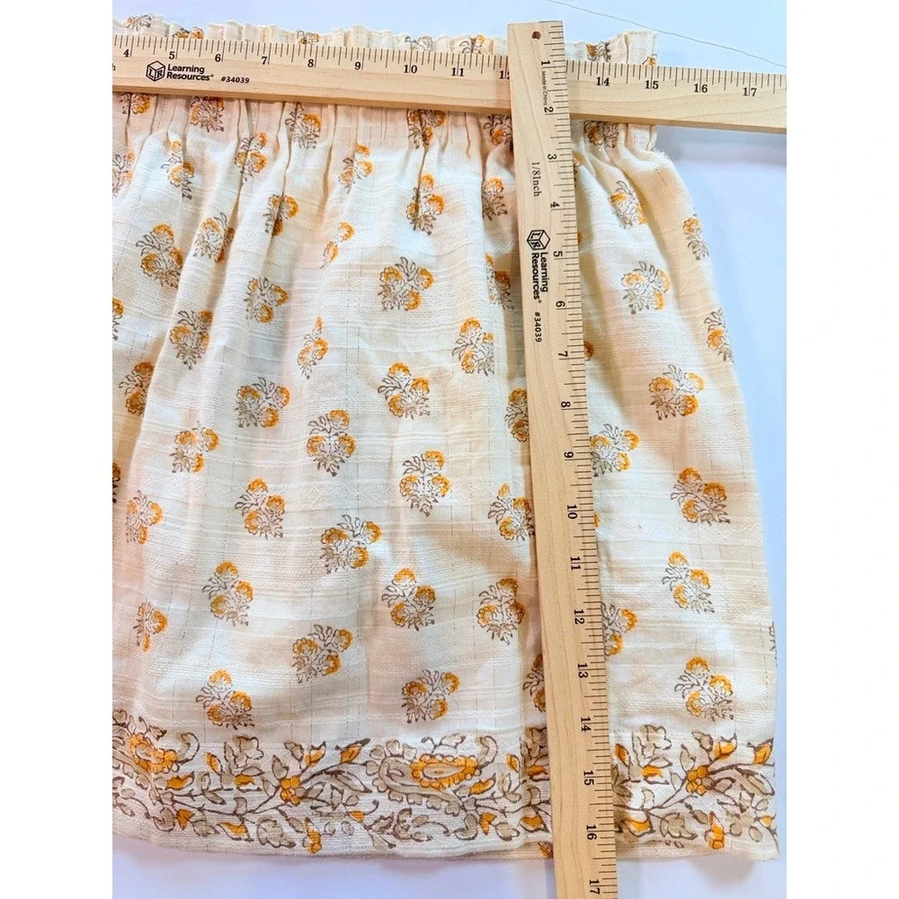 Club Monaco Mini Skirt Womens 8 Cream Floral‎ Cotton Metallic Zip Back